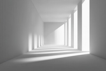 Fototapeta premium minimalist tunnel perspective with single bright light source, deep shadows, hope symbolism