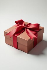 Obraz premium Luxury chocolate gift box, adorned with a silk ribbon, pure white backdrop, sweets, romantic