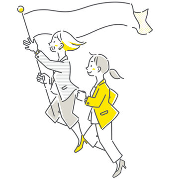 recommend clip art: ビジネスを先導する女性たち　シンプルでお洒落な線画イラスト