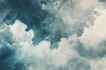 Obraz premium Abstract teal and white cloudy sky background texture.