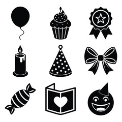Birthday party celebration vector set on white background