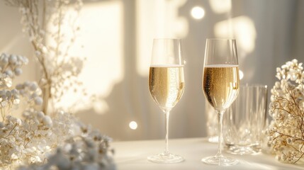 Alcohol consumption at a private event with champagne and elegant decor. Featuring celebration and luxury