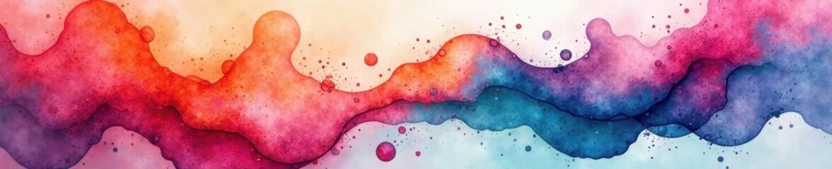 Abstract watercolor wash, vibrant hues & organic shapes, red, grey, seamless