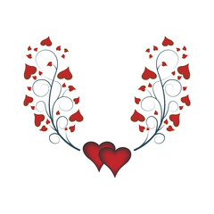 Decorative branches with hearts, an element for the design