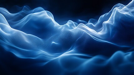 Obraz premium Abstract blue wavy digital landscape background