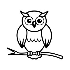 Fototapeta premium A cute Owl sitting on a branch illustration