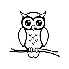 A cute Owl sitting on a branch illustration