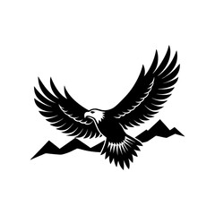 Fototapeta premium A majestic Eagle soaring over hills illustration