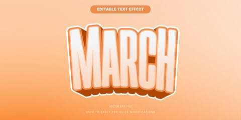 Special Editable March Text Effect orange pastel gradient tall style