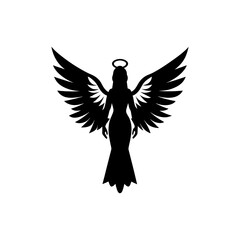 Fototapeta premium Angel with halo and wings silhouette illustration