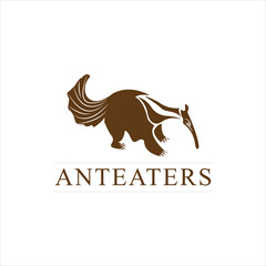 Anteaters silhouette vector isolated on white