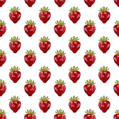 Watercolor strawberry pattern for textile and wrapping design on a white background