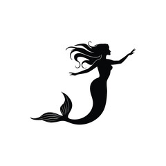 Beautiful Mermaid Illustration – Stylish Silhouette Desig