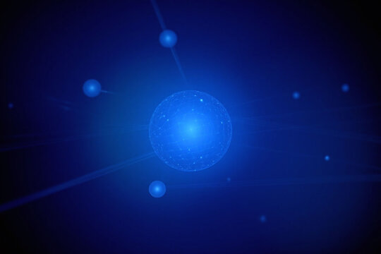 Abstract blue background with spherical object of grid like pattern