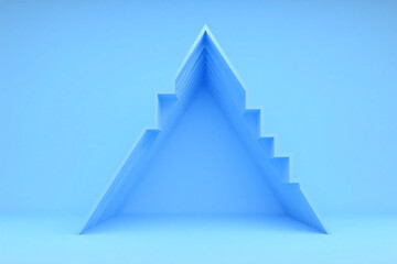 3D rendering of empty triangular shaped room with blue background