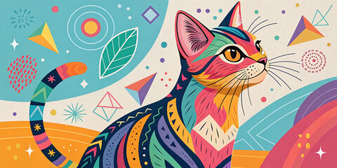 Obraz premium Colorful cat abstract.