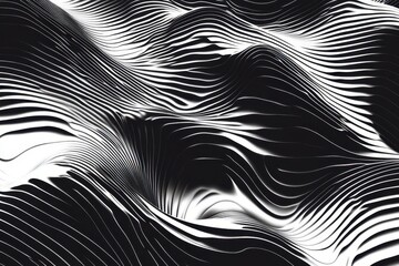 monochromatic abstract wave pattern with glitch aesthetics, dynamic ripples and digital distortion creating a mesmerizing displacement effect, high contrast