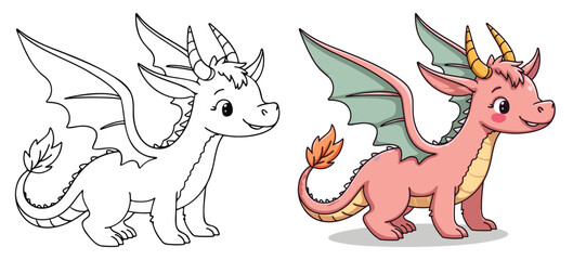 Griffin Isolated Line Art Vector Outline Illustration Black and White with Coloring Sample