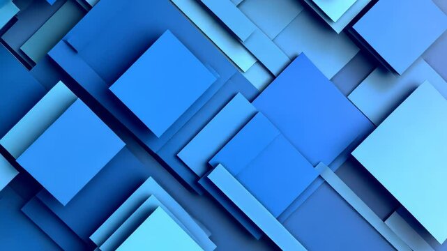 Overlapping blue geometric shapes create a vibrant abstract background for design applications, Abstract geometric background with overlapping blue squares and rectangles