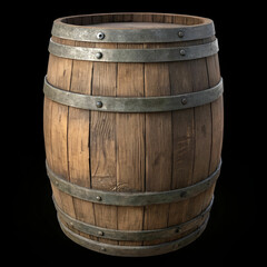 Obraz premium An old wooden barrel isolated on a transparent background.
