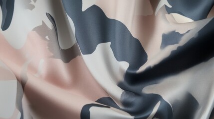 Obraz premium Abstract camo pattern, pink and grey colors, close-up texture, fabric folds, soft textile material