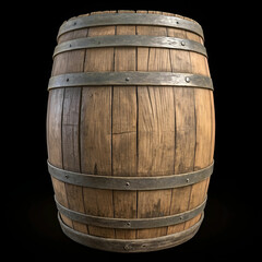 Obraz premium An old wooden barrel isolated on a transparent background.