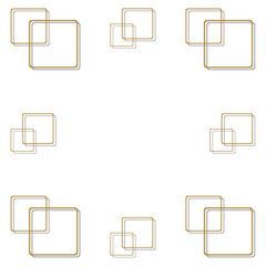 Overlapping Gold Square Borders Isolated on White