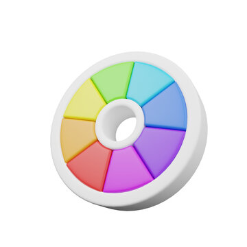 3D Illustration of a Color Wheel in Minimalist Style