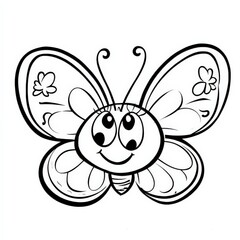 Cute Cartoon Butterfly Coloring Page for Kids
