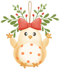 Easter Chick and eggs Watercolor Illustration 