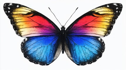 Fototapeta premium Vibrant colorful butterfly, isolated on white background