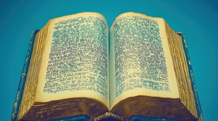 Obraz premium Vintage open book on teal background