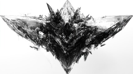 Abstract shattered crystal structure, isolated on white