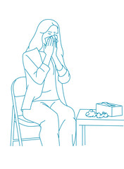  A woman suffering from flu