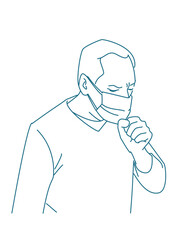  an wearing surgical mask while standing against