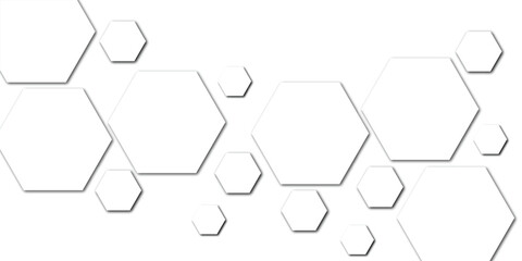 Abstract technology white and grey geometric hexagon shape on transparent background vector.