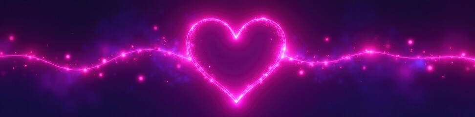 Abstract heart shape formed by neon violet and pink light streaks , graphic, lines, energy