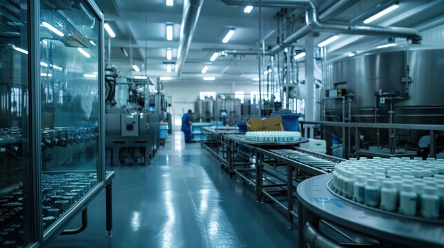 Dynamic shot of a supplement factory floor