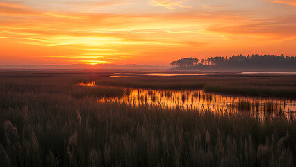 Obraz premium sunrise over the river