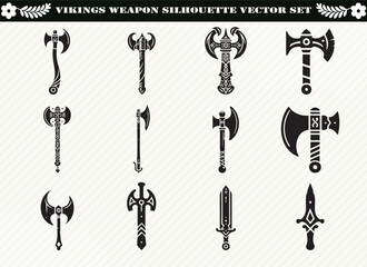 Black Viking Weapon Silhouette Illustration for Logos Prints and Design
