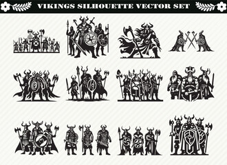 Black Viking Silhouette Illustration for Logos Prints and Design