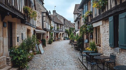 Charming cobblestone street quiet village photography picturesque serenity