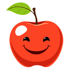 Antropomorphic apple illustration with adorable smiley face.