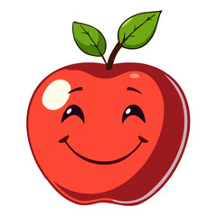 Antropomorphic apple illustration with adorable smiley face.