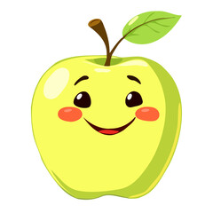 Antropomorphic apple illustration with adorable smiley face.