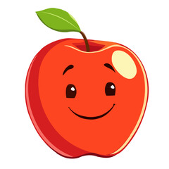 Antropomorphic apple illustration with adorable smiley face.