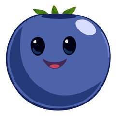 Antropomorphic blueberry illustration with adorable smiley face.