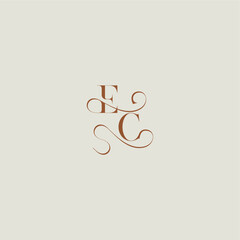 contemporary modern curvy EC initial with thin line monogram wedding style logo concept letter
