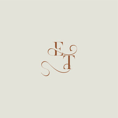 contemporary modern curvy ET initial with thin line monogram wedding style logo concept letter