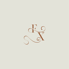 contemporary modern curvy FX initial with thin line monogram wedding style logo concept letter